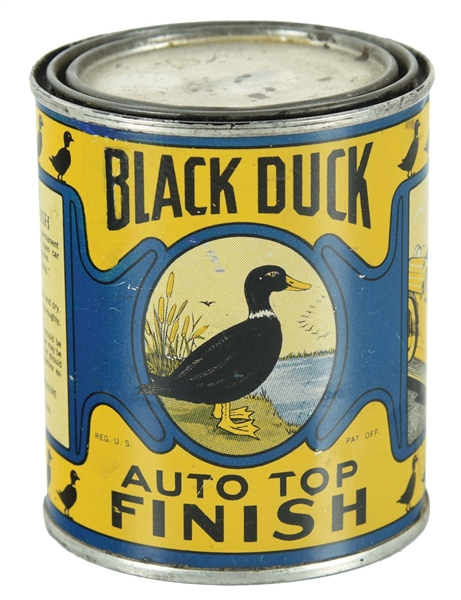 BLACK DUCK AUTO TOP FINISH CAN W/ CAR & DUCK GRAPHICS. 
