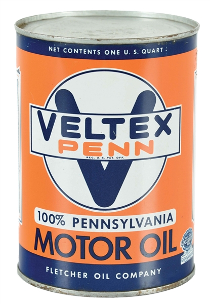 VELTEX PENN MOTOR OIL ONE QUART CAN. 