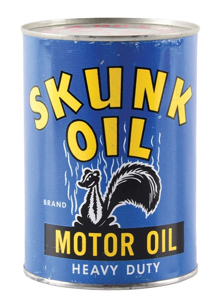 OUTSTANDING SKUNK MOTOR OIL ONE QUART CAN W/ SKUNK GRAPHIC. 