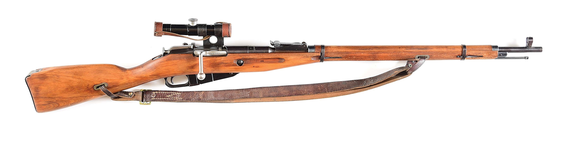 (C) RUSSIAN WORLD WAR II IZHEVSK 91/30 PU BOLT ACTION SNIPER RIFLE WITH SCOPE COVER & CLEANING KIT.