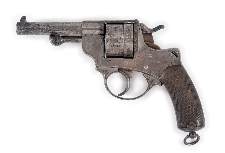 (A) ST. ETIENNE MODEL 1873 DOUBLE ACTION REVOLVER WITH HOLSTER.