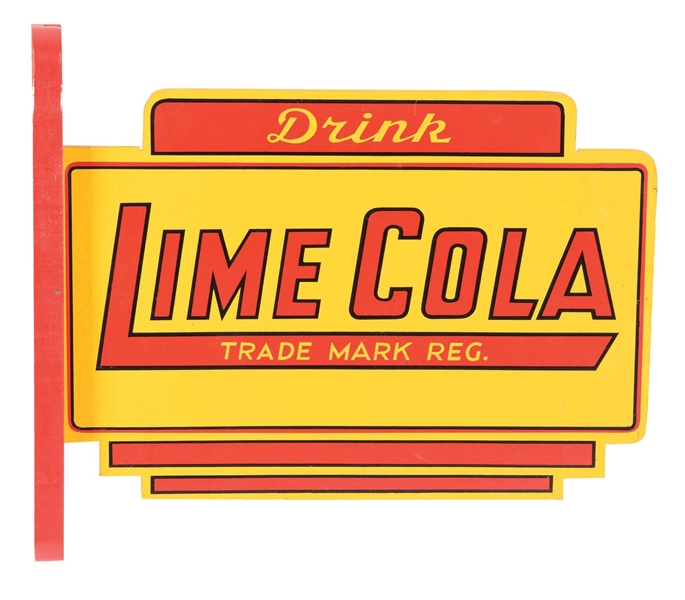 EXCELLENT EXAMPLE OF A WOODEN LIME COLA FLANGE SIGN.