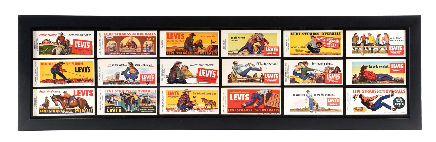 SET OF 18 EARLY LEVIS INK BLOTTERS.