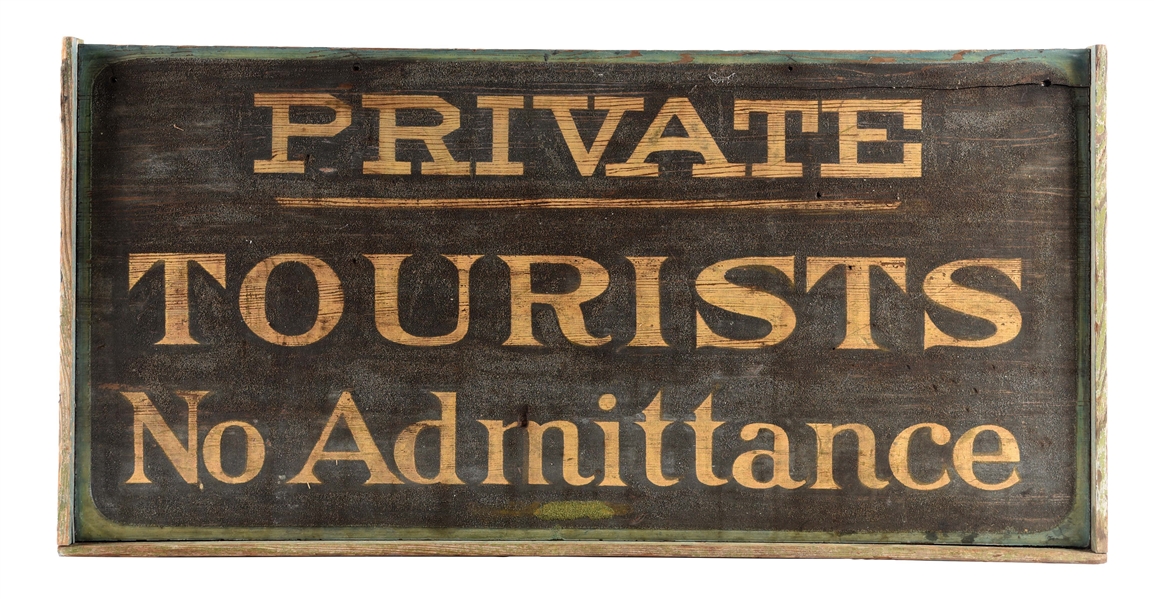 EARLY WOODEN PRIVATE TOURIST SIGN.
