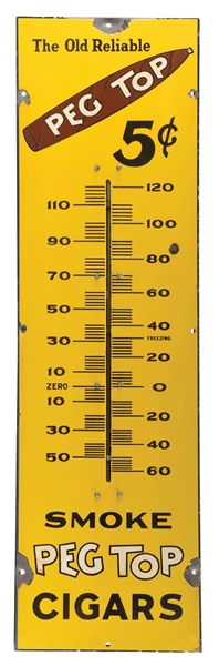 PORCELAIN PEG TOP CIGAR THERMOMETER.