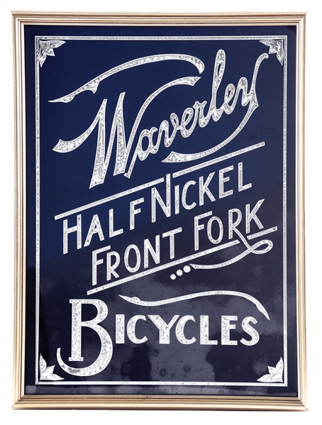 WAVERLEY BICYCLES REVERSE GLASS SIGN.