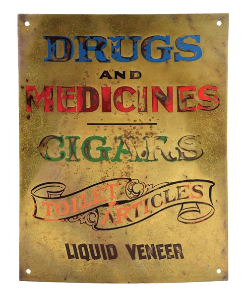 DRUGS, MEDICINES, CIGARS SIGN.