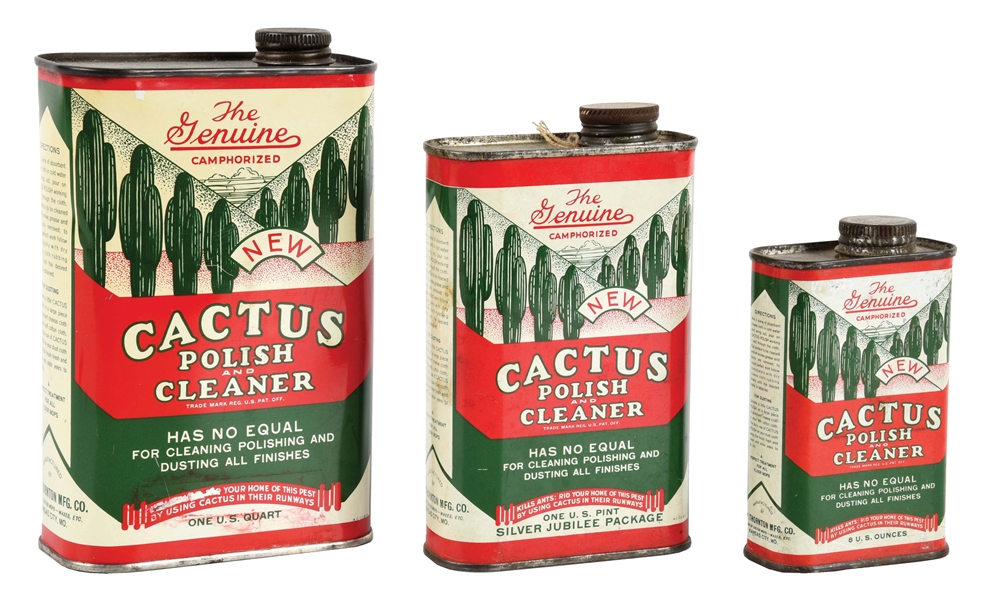 LOT OF 3: CACTUS POLISH AND CLEANER TINS.