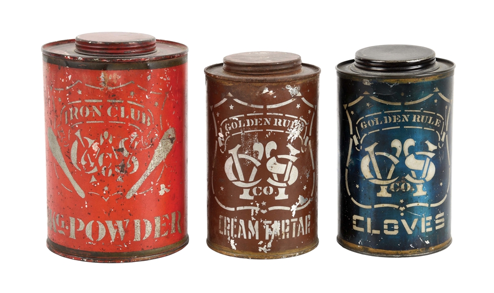 LOT OF 3: SPICE TINS.