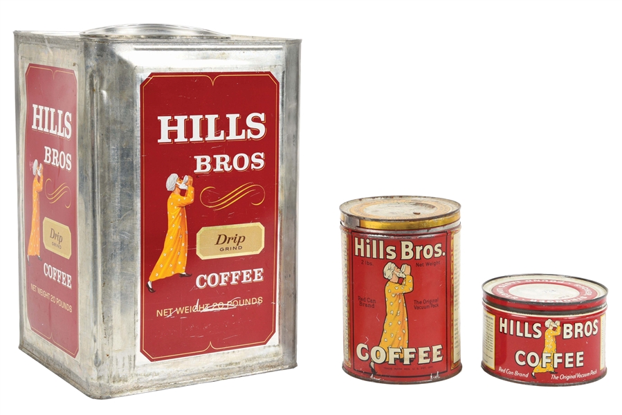 LOT OF 3: HILLS BROS COFFEE TINS.