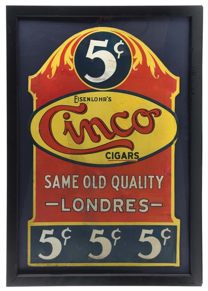 FRAMED 5¢ CINCO CIGARS.