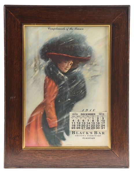 BLACKS BAR 1910 FRAMED CALENDAR.