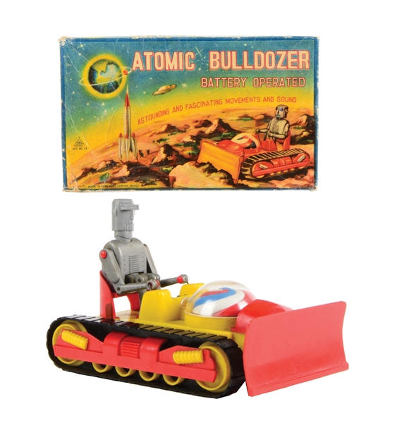 PLASTIC BATTERY OPERATED ATOMIC ROBOT BULLDOZER..