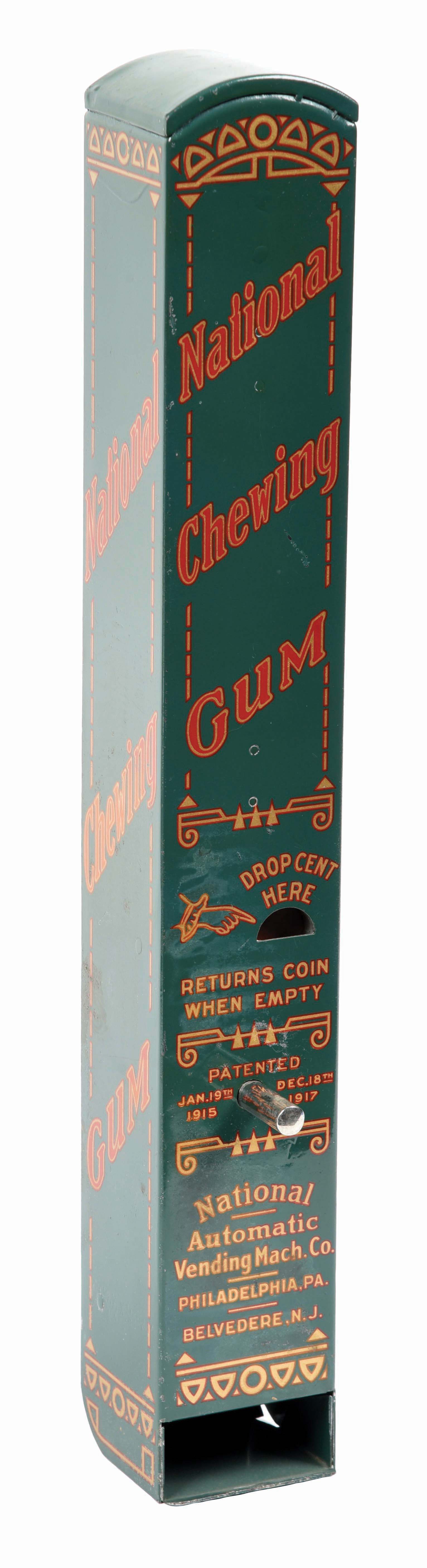 Lot Detail - NATIONAL CHEWING GUM SINGLE COLUMN VENDING MACHINE.