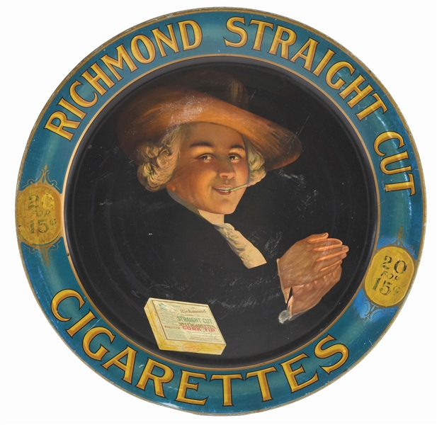18" CHARGER ADVERTISING RICHMOND STRAIGHT CUT CIGARETTES.