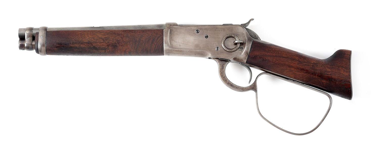 (N) WINCHESTER MODEL 1892 STEVE MCQUEEN "MARES LEG" PATTERN LEVER ACTION SHORT BARREL RIFLE (1909).