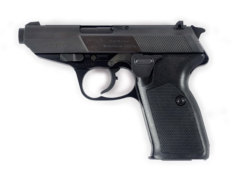 (M) NICE WALTHER P5 SEMI-AUTOMATIC PISTOL WITH MATCHING CASE & FACTORY PAPER TEST TARGET.