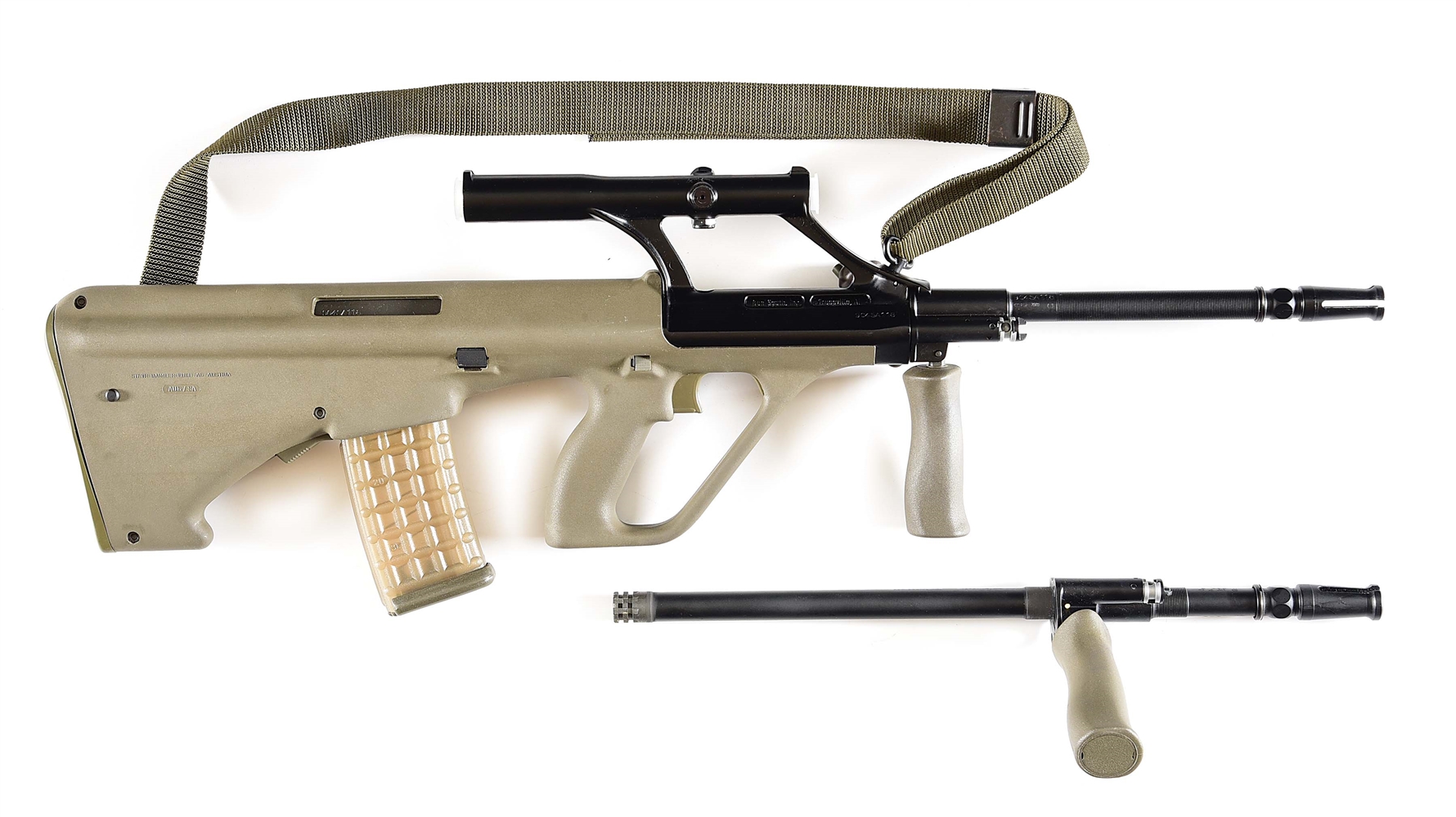 (M) DESIRABLE PRE-BAN STEYR AUG/SA SEMI-AUTOMATIC RIFLE WITH EXTRA BARREL & SPARE MAGAZINES.