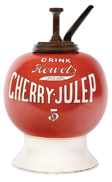 HOWELS CHERRY JULEP SODA FOUNTAIN SYRUP DISPENSER.