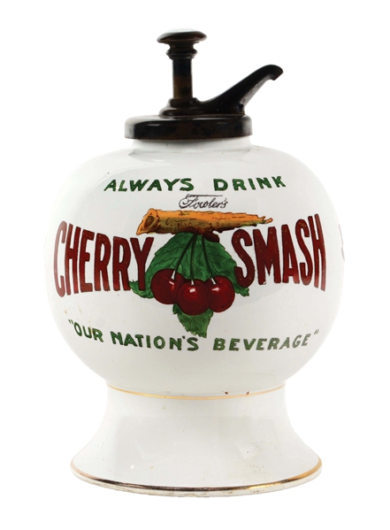 FOWLERS CHERRY SMASH SYRUP DISPENSER.