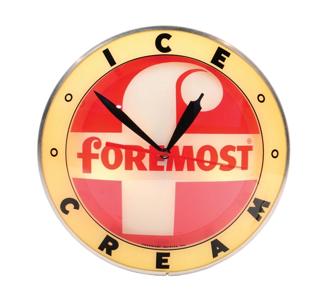 ICE FOREMOST CREAM DOUBLE BUBBLE CLOCK SIGN.