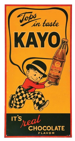 EMBOSSED KAYO CHOCOLATE SODA SIGN.