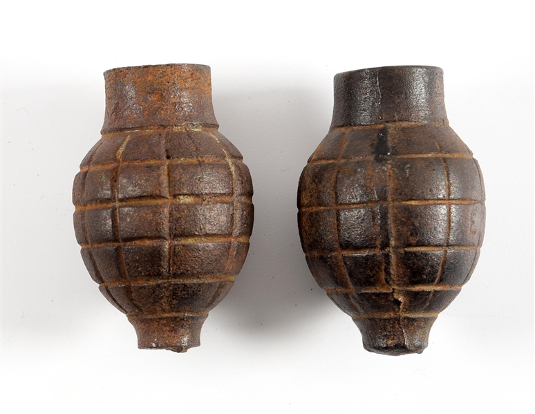 LOT OF 2: INERT WWI FRENCH CITRON FOUG GRENADES