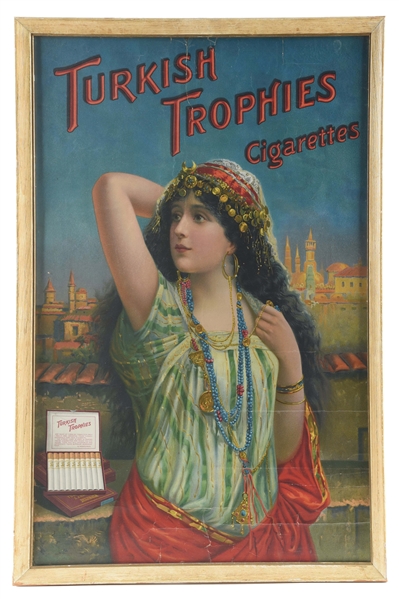 FRAMED TURKISH TROPHIES CIGARETTES AD.