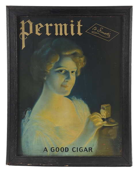 FRAMED PERMIT CIGAR AD.