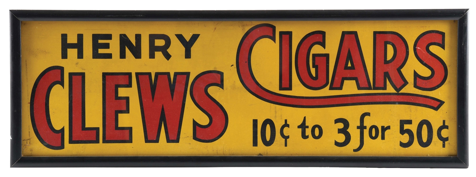 FRAMED HENRY CLEWS CIGARS AD.