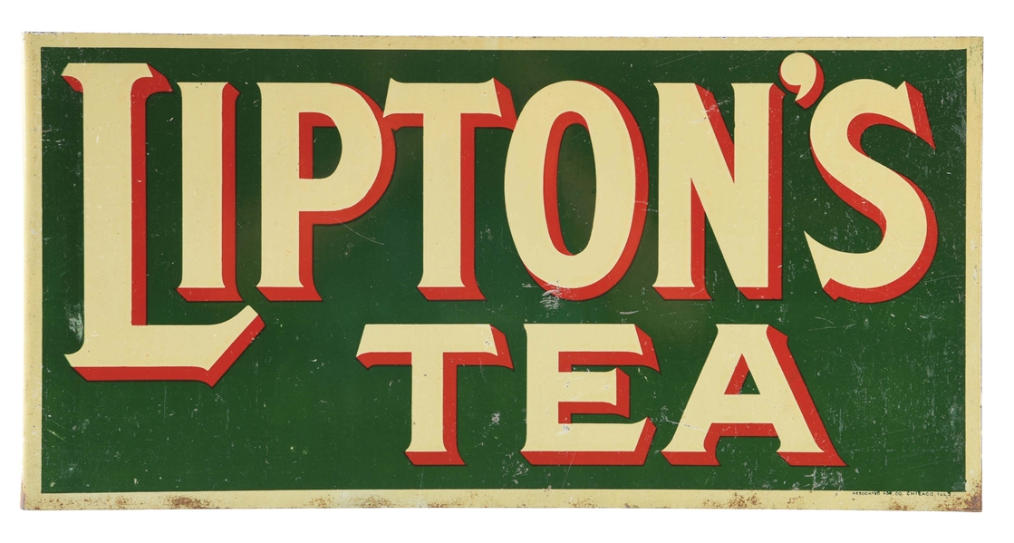 LIPTONS TEA TIN PAINTED SIGN. 