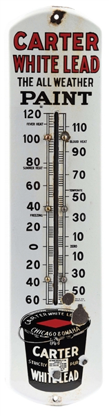 CARTER WHITE LEAD PORCELAIN THERMOMETER.