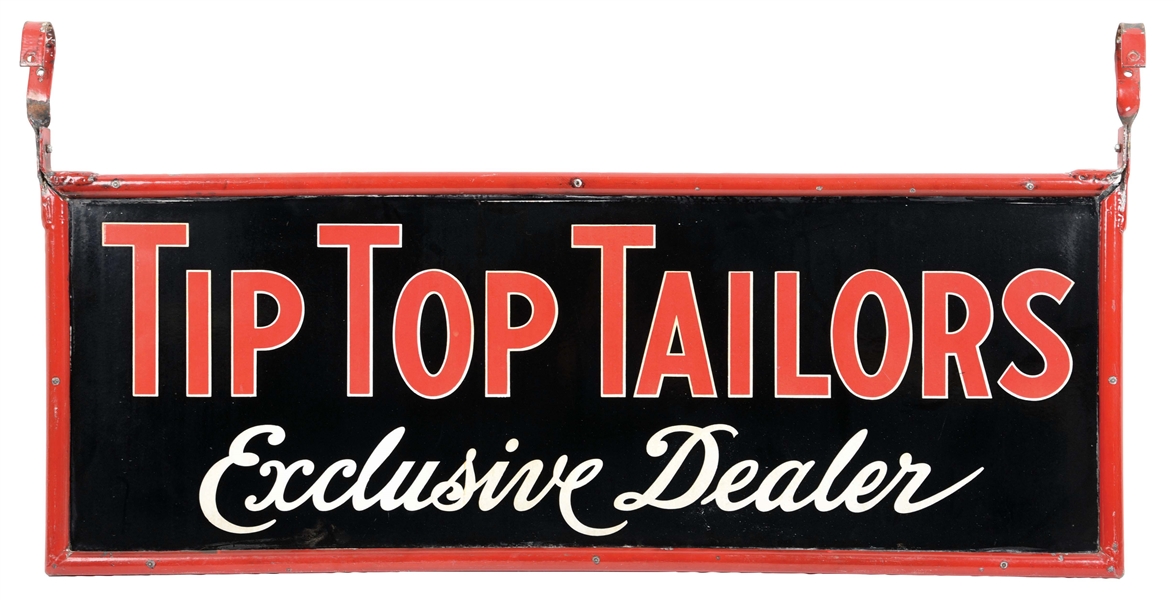 TIP TOP TAILERS PORCELAIN "EXCLUSIVE DEALER" SIGN.