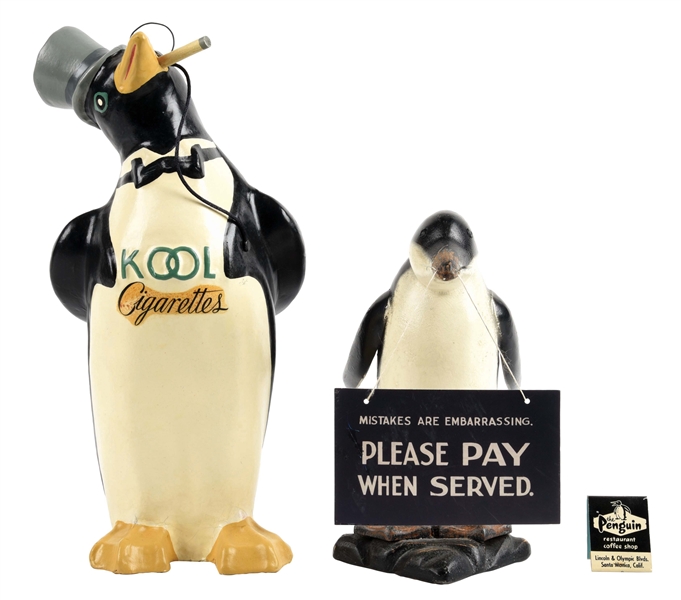 LOT OF 3: PENGUIN ADVERTISING DISPLAYS & MATCHES. 