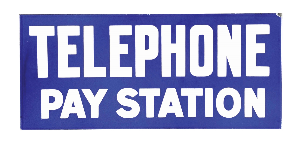 TELEPHONE PAY STATION PORCELAIN FLANGE SIGN. 