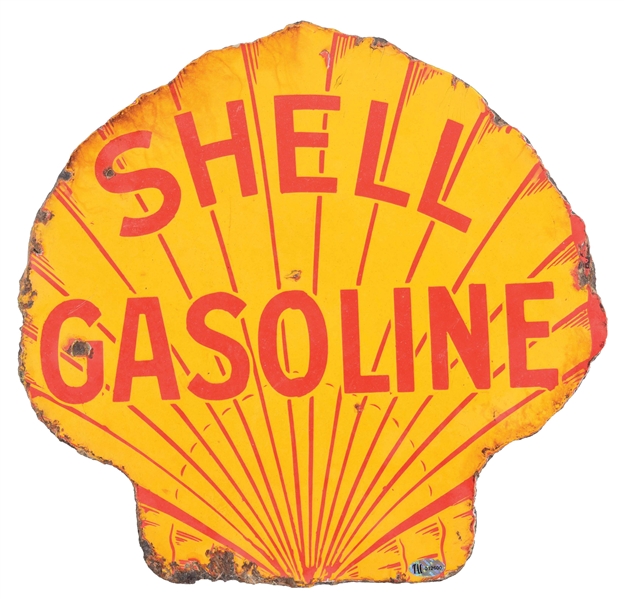 SCARCE SHELL GASOLINE VISIBLE PUMP PADDLE SIGN. 