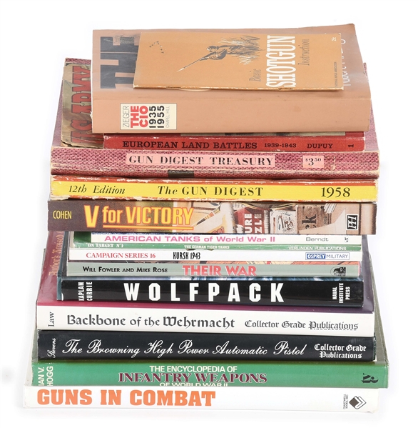 LOT OF 16: GERMAN WWII, FIREARMS, AND OTHER WWII RELATED BOOKS.