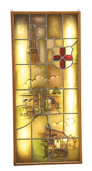 STAINED GLASS WINDOW IN LIGHTBOX.