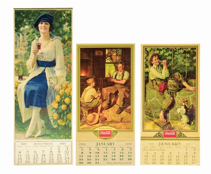 LOT OF 3: ORIGINAL CALENDARS IN UNFRAMED & ROLLED UP CONDITION.