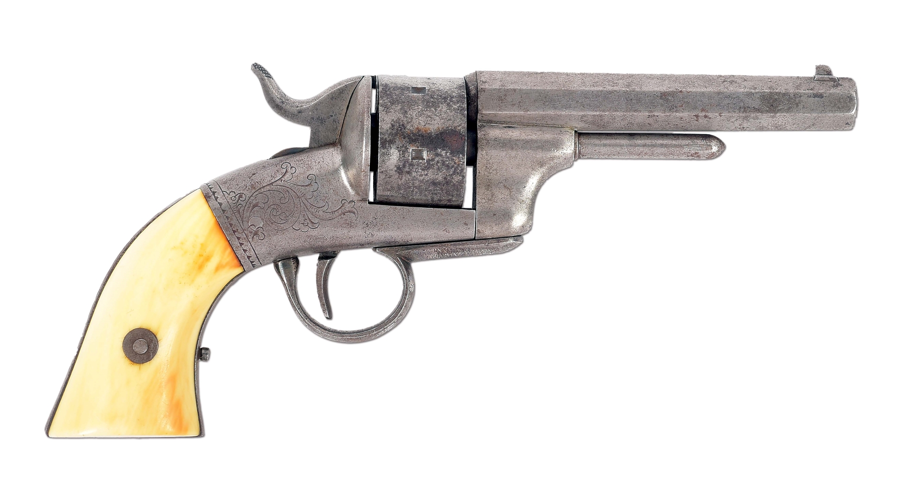 (A) INSCRIBED CONFEDERATE BACON REVOLVER WITH CONFEDERATE RELATED PAPERWORK.