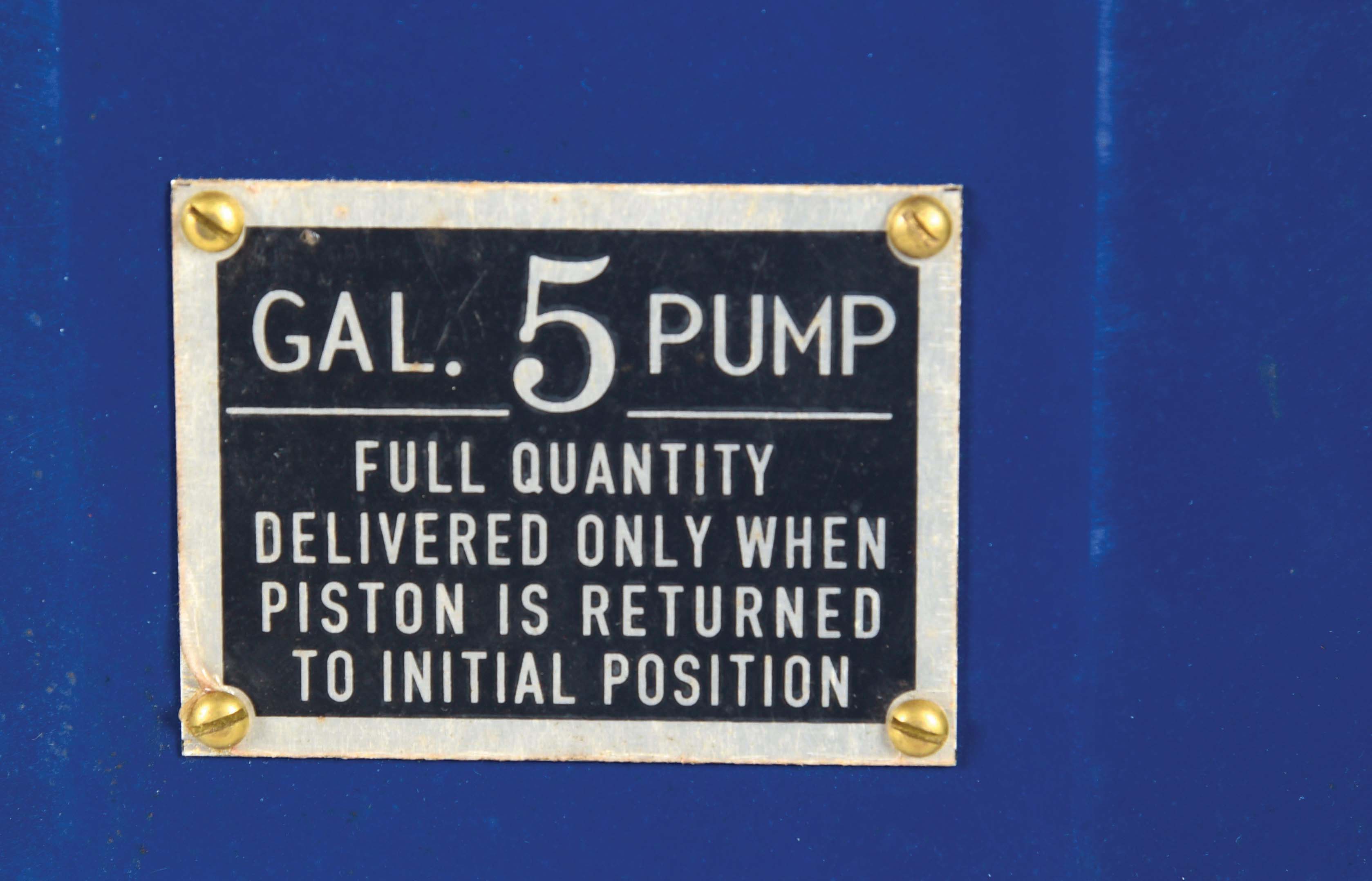 Simplex Five Dimensions Lot Detail - NATIONAL MODEL #80 SIMPLEX FIVE GALLON PUMP.