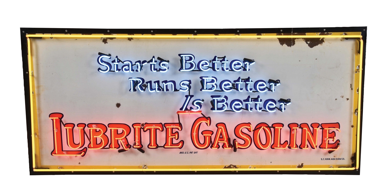 LUBRITE GASOLINE NEON SIGN.