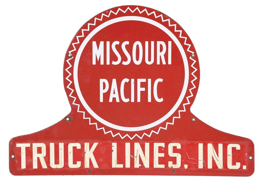 SINGLE SIDED DICUT PORCELAIN "MISSOURI PACIFIC" SIGN.