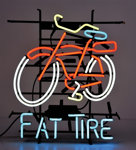 FAT TIRE BEER BICYCLE NEON ADVERTISING SIGN.