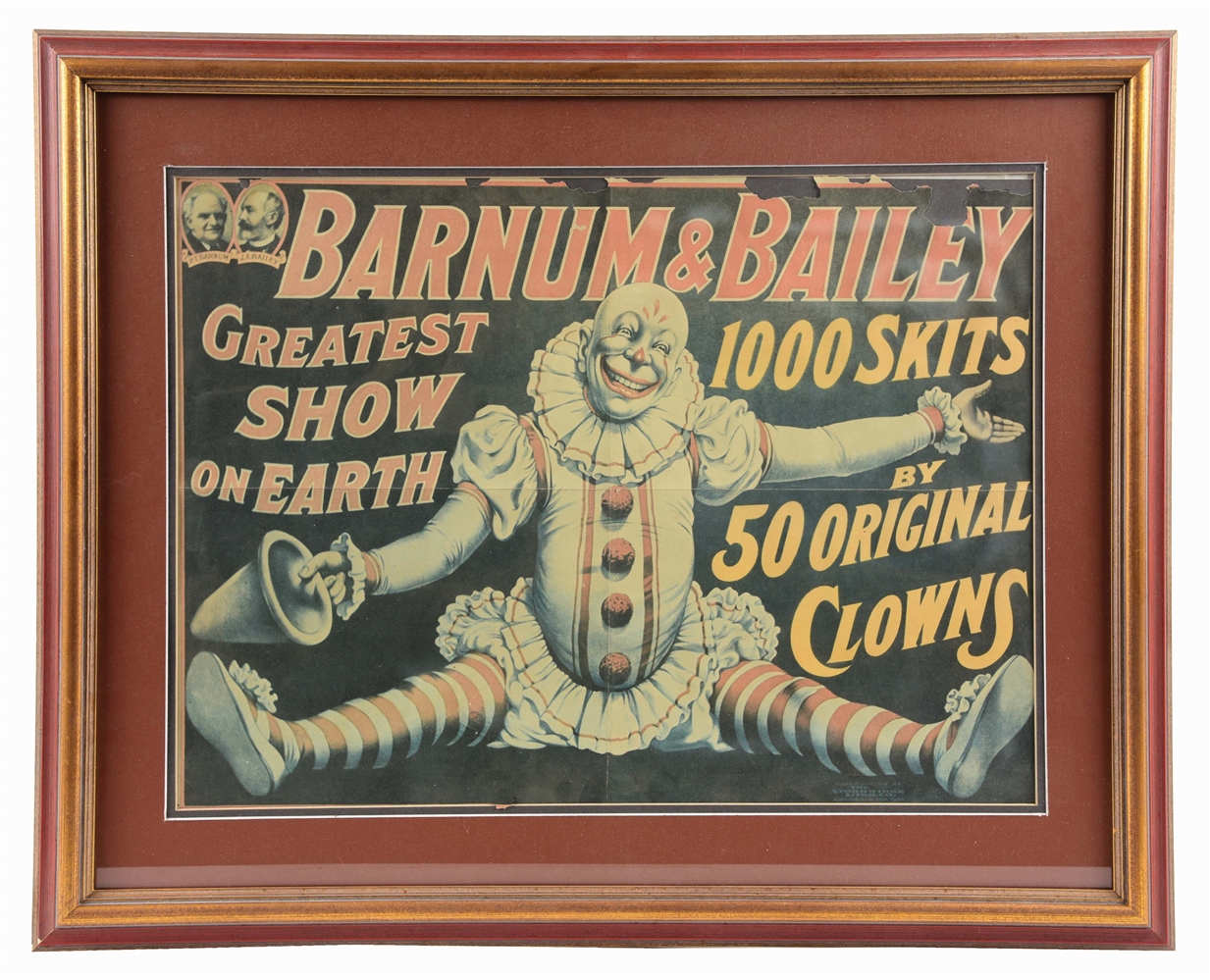 FRAMED ADVERTISEMENT FOR BARNUM & BAILEY CIRCUS.