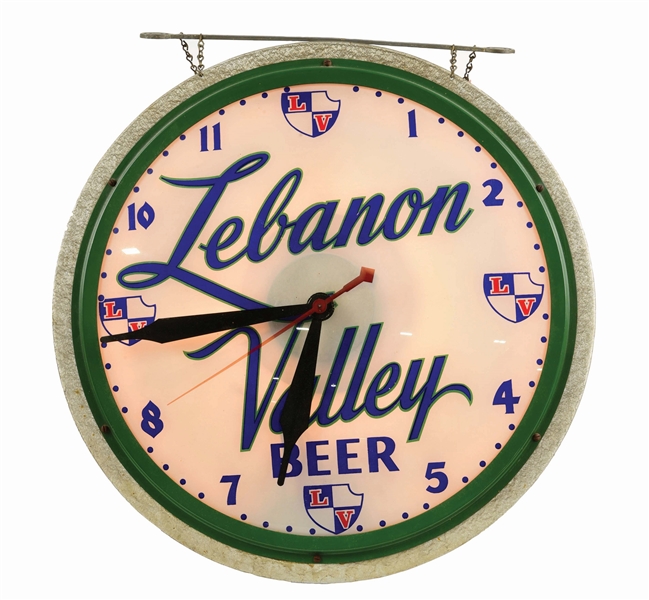 LEBANON VALLEY BEER LIGHT-UP ADVERTISING CLOCK.
