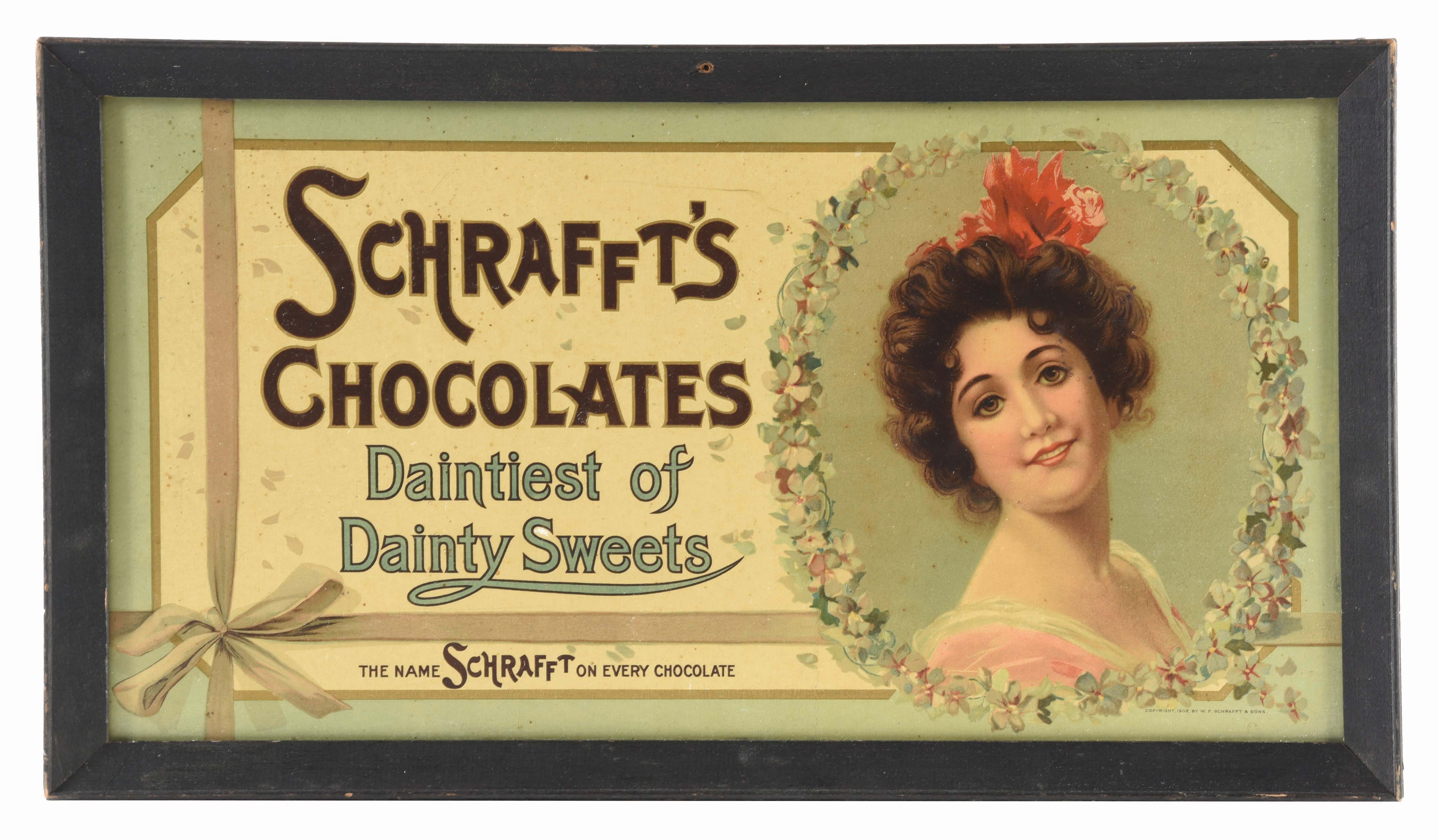 Lot Detail - CARDBOARD DISPLAY SIGN FOR SCHRAFFT'S CHOCOLATES.