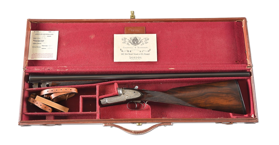 (A) COGSWELL AND HARRISON SIDE BY SIDE SIDELOCK 12 GAUGE SHOTGUN.