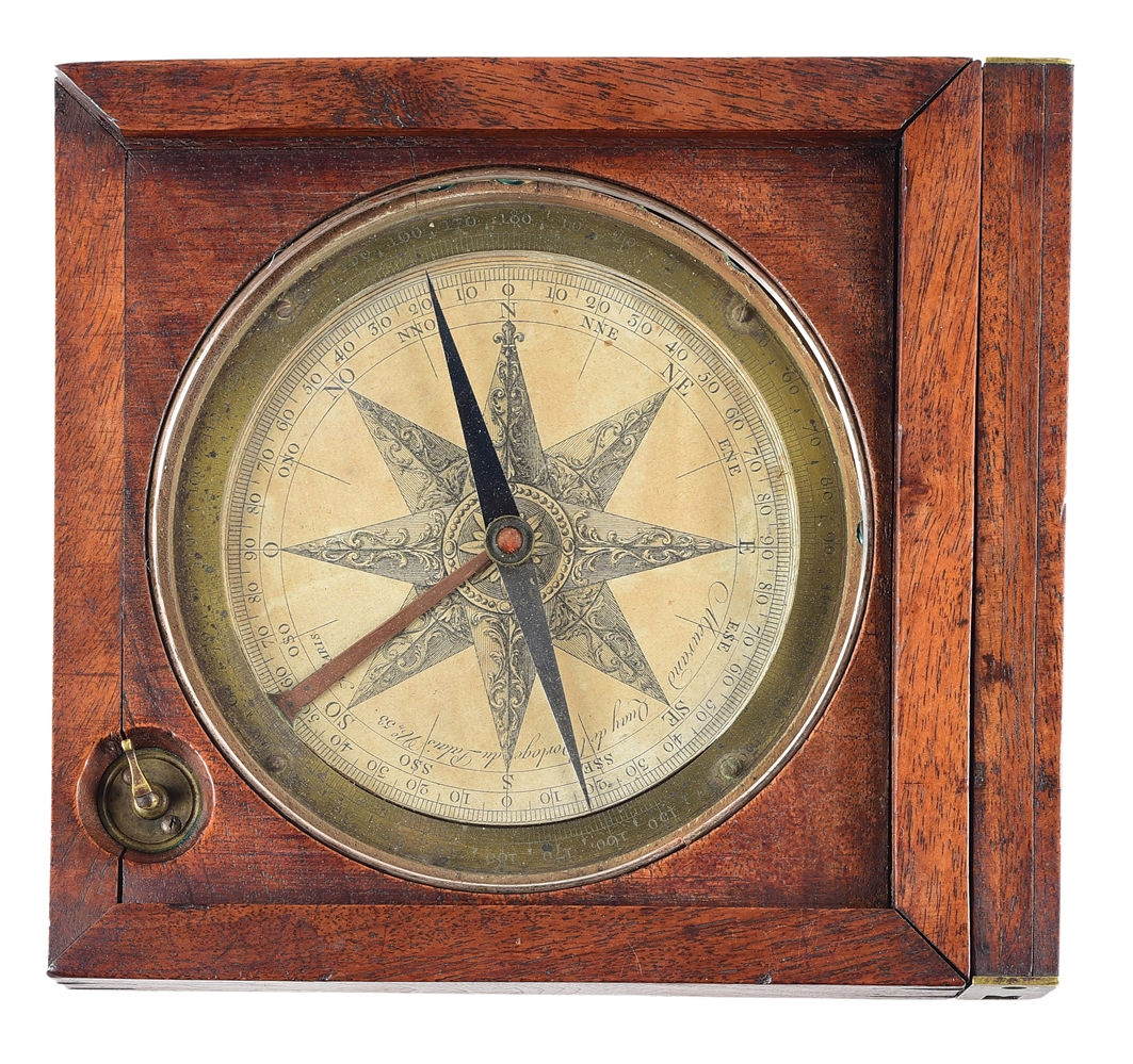 FINE LARGE CASED 1812 DATED NAUTICAL COMPASS.