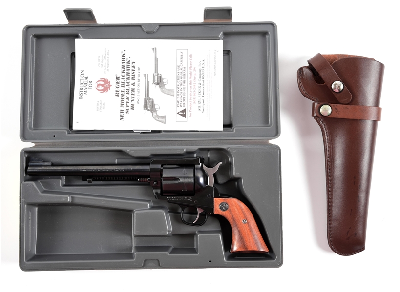 (M) RUGER NEW MODEL BLACKHAWK .30 CARBINE SINGLE ACTION REVOLVER WITH MATCHING FACTORY CASE.
